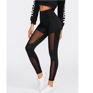 Stitching Mesh Leggings...Sz: Medium...Black